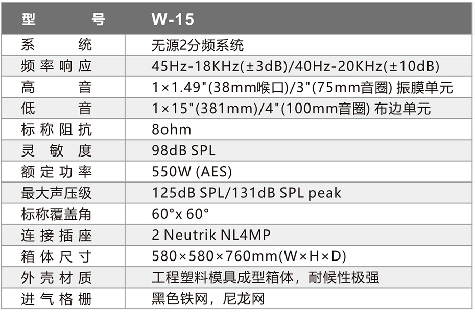 W-15户外防水音箱-产品参数